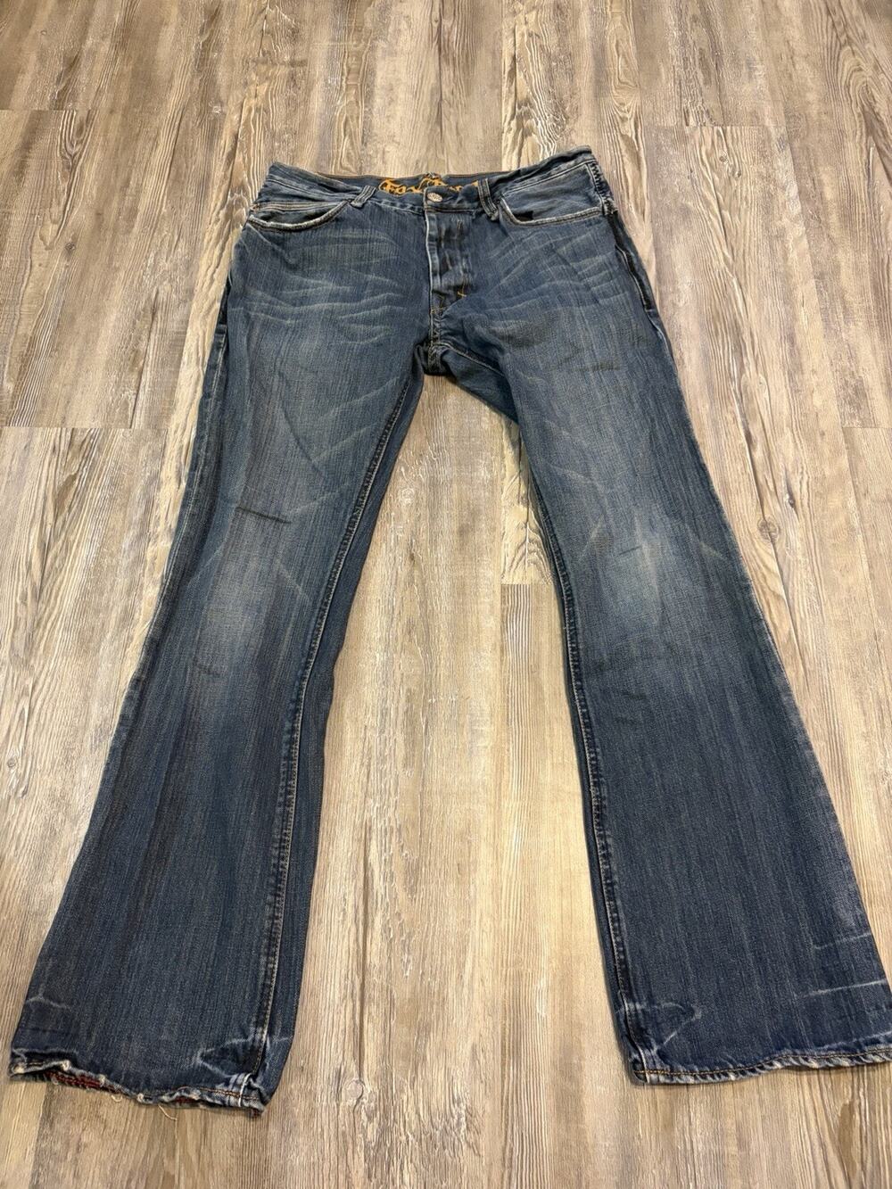 Fox Racing Jeans Men’s 32x31 Button Fly Bootcut Dark Wash Motocross Y2K
